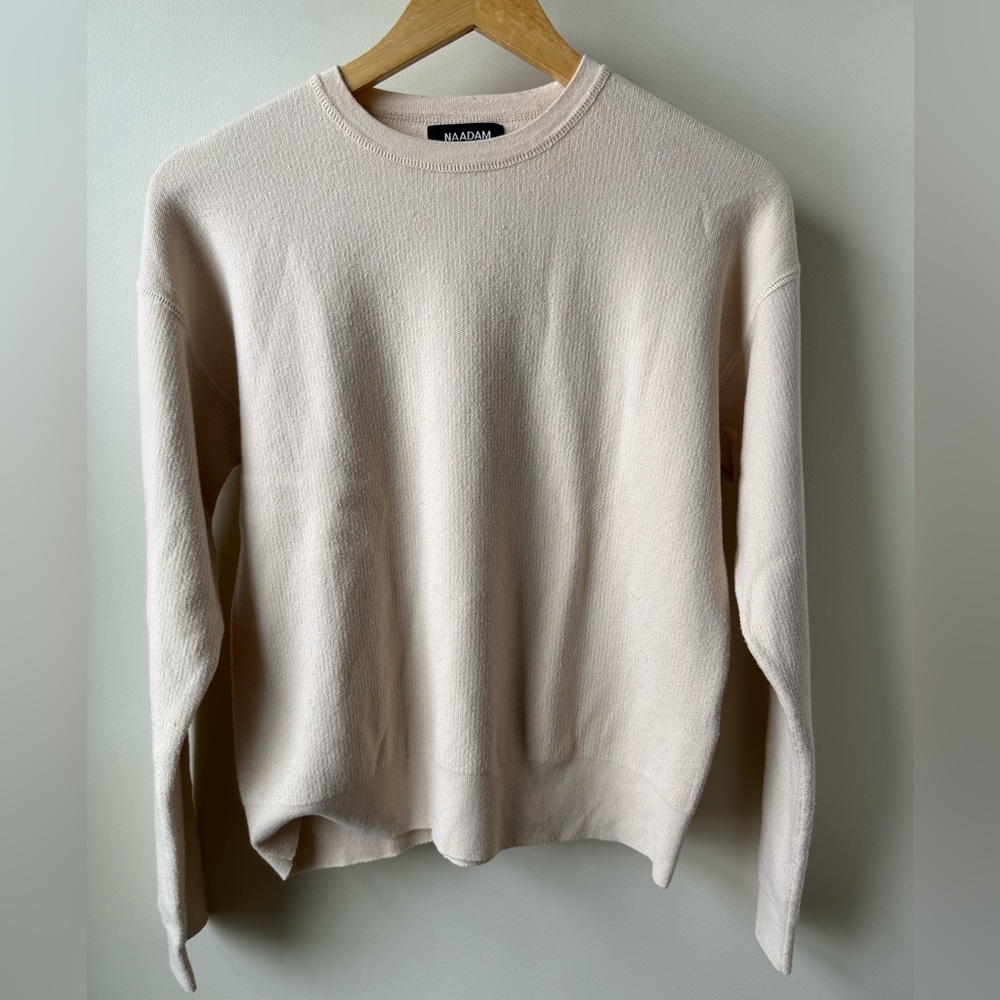 NAADAM Cotton Cashmere‎ Cafe Sweater Cream Basic Quiet Luxury Comfy Staple S